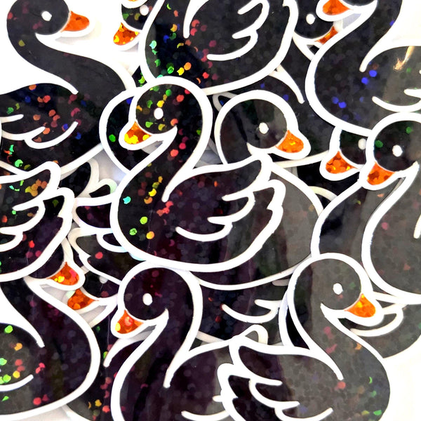 Mini Black Swan Stickers, Die-Cut Vinyl Decals for summer wedding decor