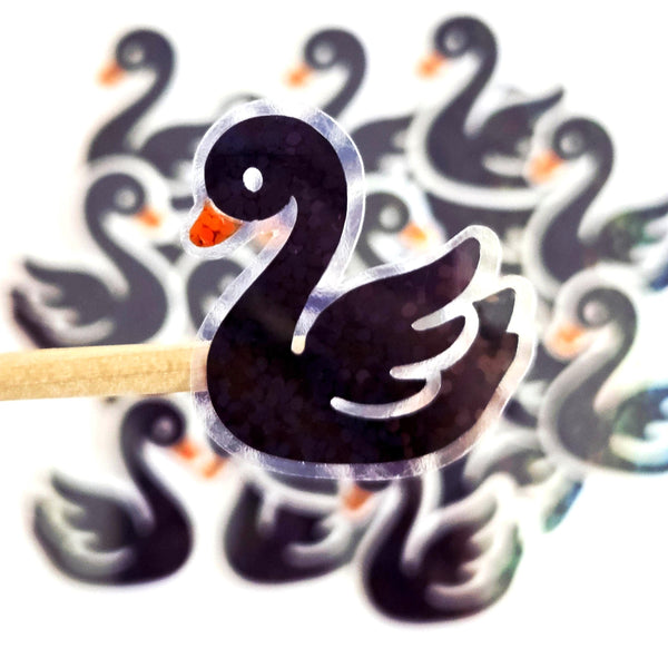 Mini Black Swan Stickers, Die-Cut Vinyl Decals for summer wedding decor