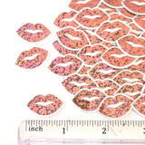 Mini Pink Lips Stickers, Waterproof Die Cut Glitter Vinyl Decals, Peel & Stick, scrapbook embellishments craft supply
