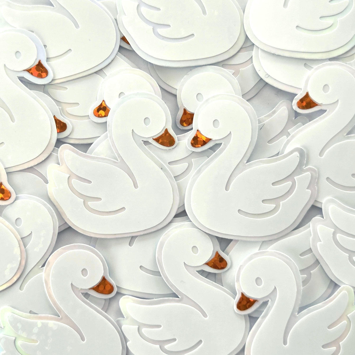 Mini White Swan Stickers, Individual peel and stick die-cut bird decals for summer wedding decor