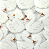 Mini White Swan Stickers, Individual peel and stick die-cut bird decals for summer wedding decor