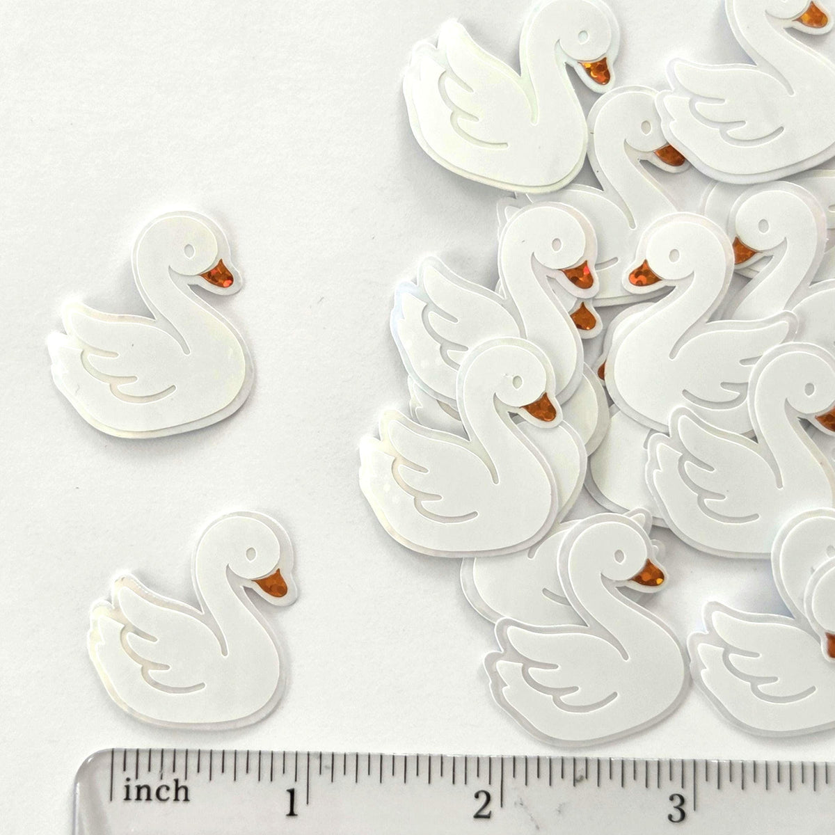 Mini White Swan Stickers, Individual peel and stick die-cut bird decals for summer wedding decor