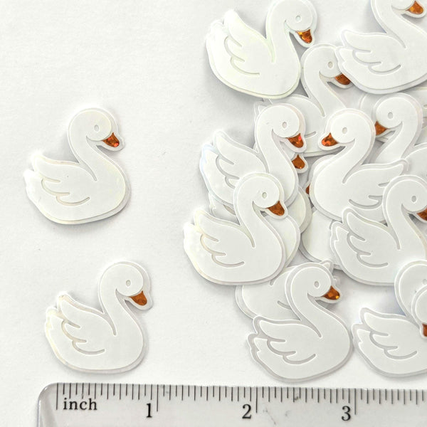 Mini White Swan Stickers, Individual peel and stick die-cut bird decals for summer wedding decor