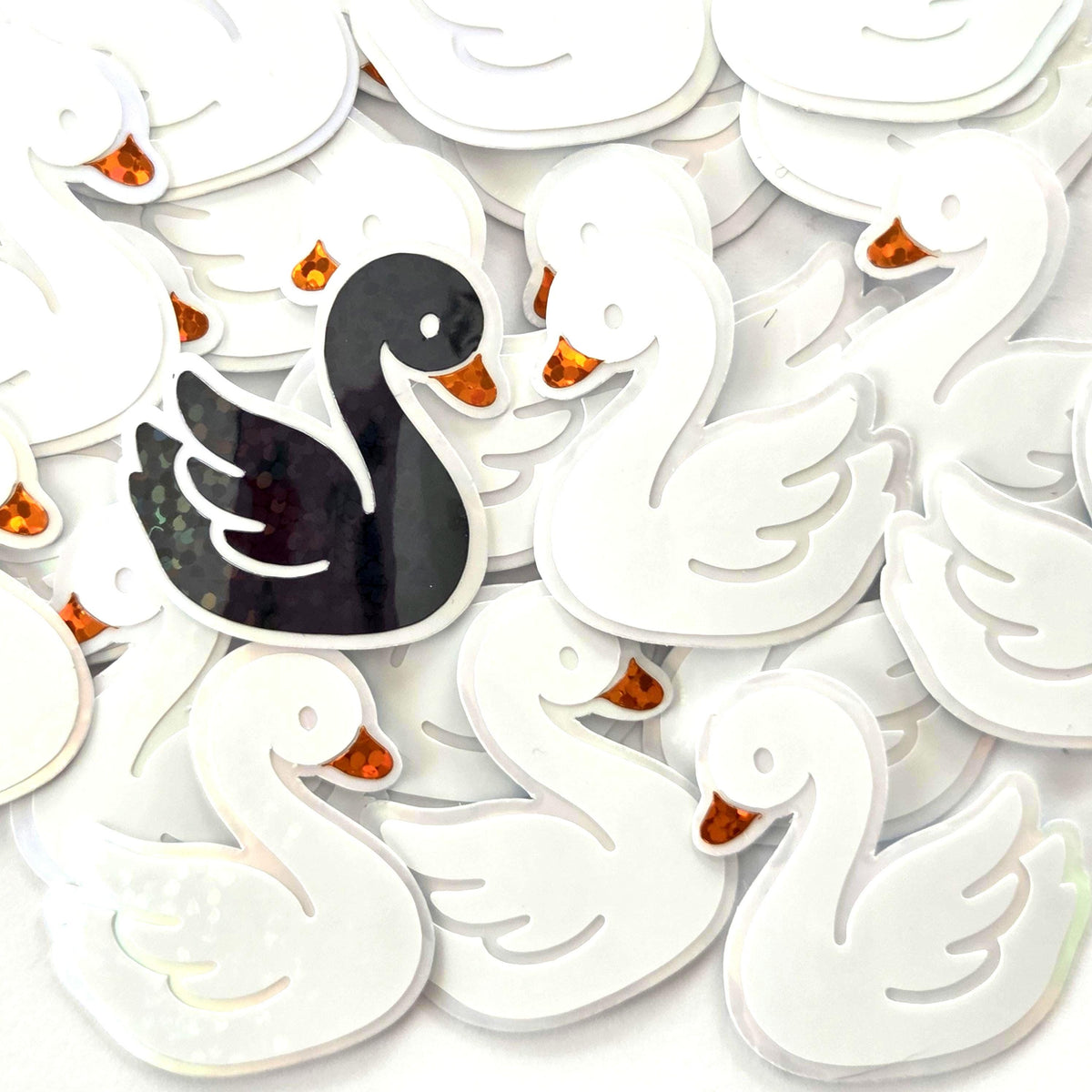 Mini White Swan Stickers, Individual peel and stick die-cut bird decals for summer wedding decor
