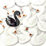 Mini White Swan Stickers, Individual peel and stick die-cut bird decals for summer wedding decor
