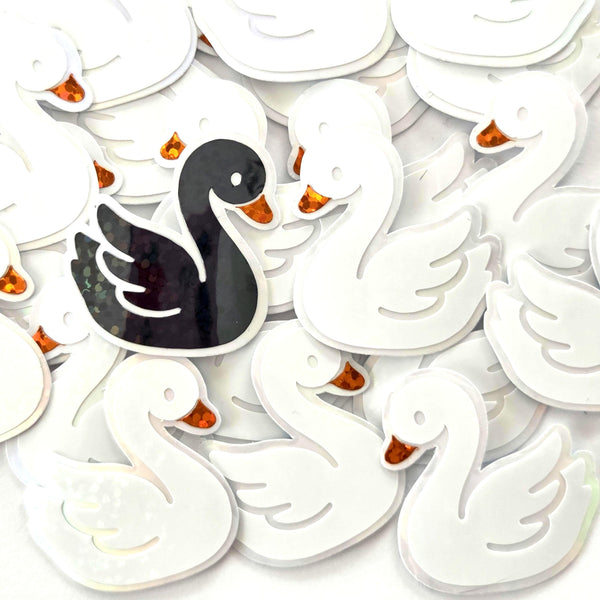 Mini White Swan Stickers, Individual peel and stick die-cut bird decals for summer wedding decor