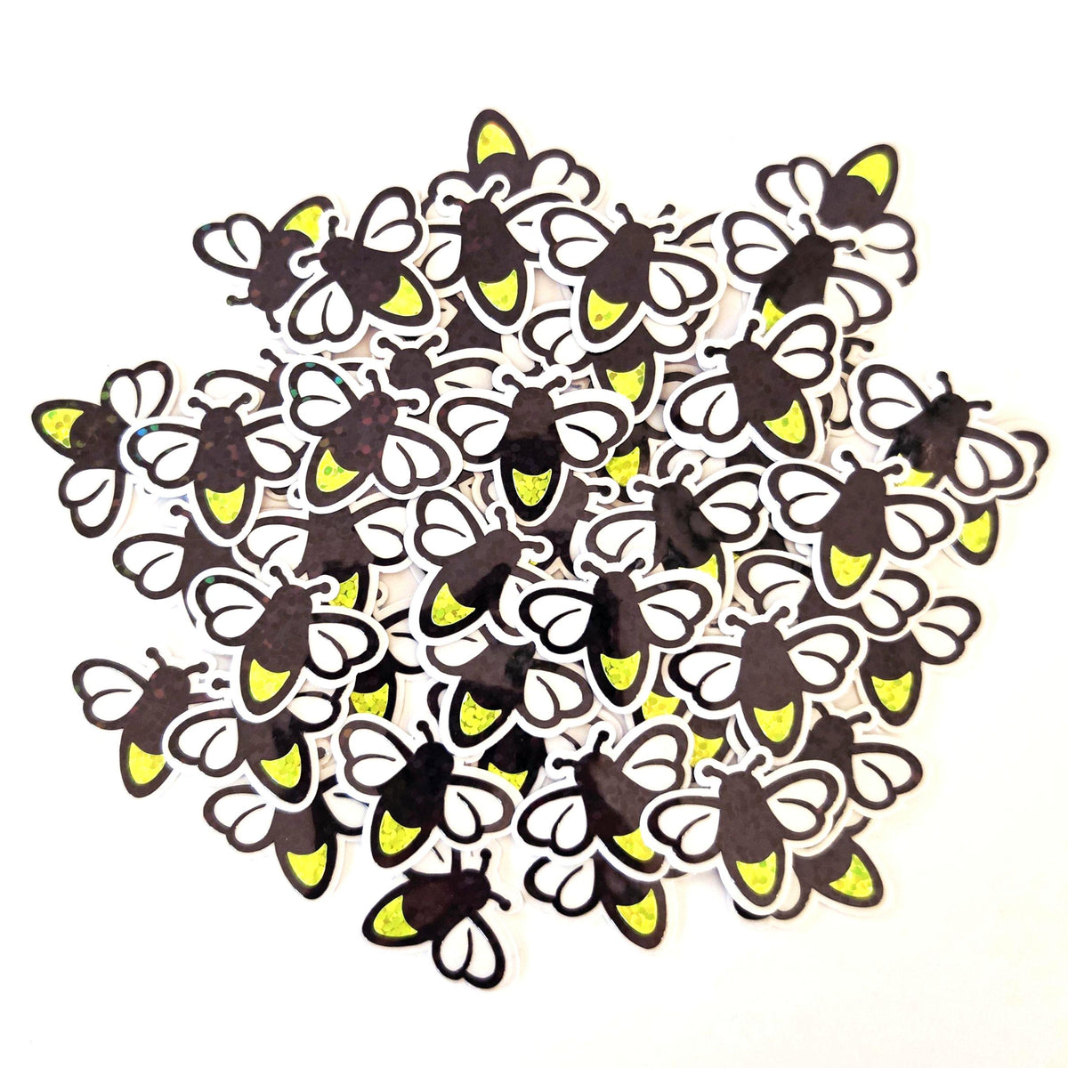 Mini Firefly Stickers, die cut lightening bug stickers, sparkling firefly vinyl stickers for mason jars, envelopes, journals and crafts