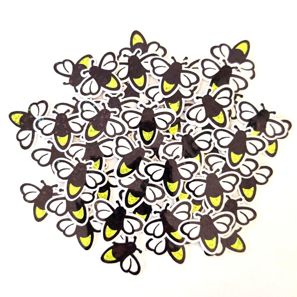 Mini Firefly Stickers, die cut lightening bug stickers, sparkling firefly vinyl stickers for mason jars, envelopes, journals and crafts
