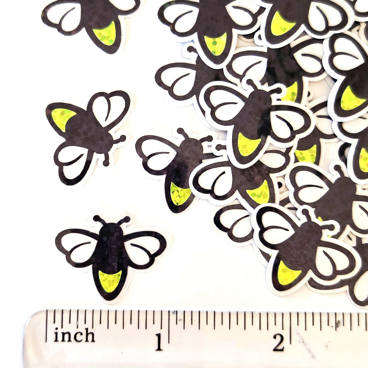 Mini Firefly Stickers, die cut lightening bug stickers, sparkling firefly vinyl stickers for mason jars, envelopes, journals and crafts