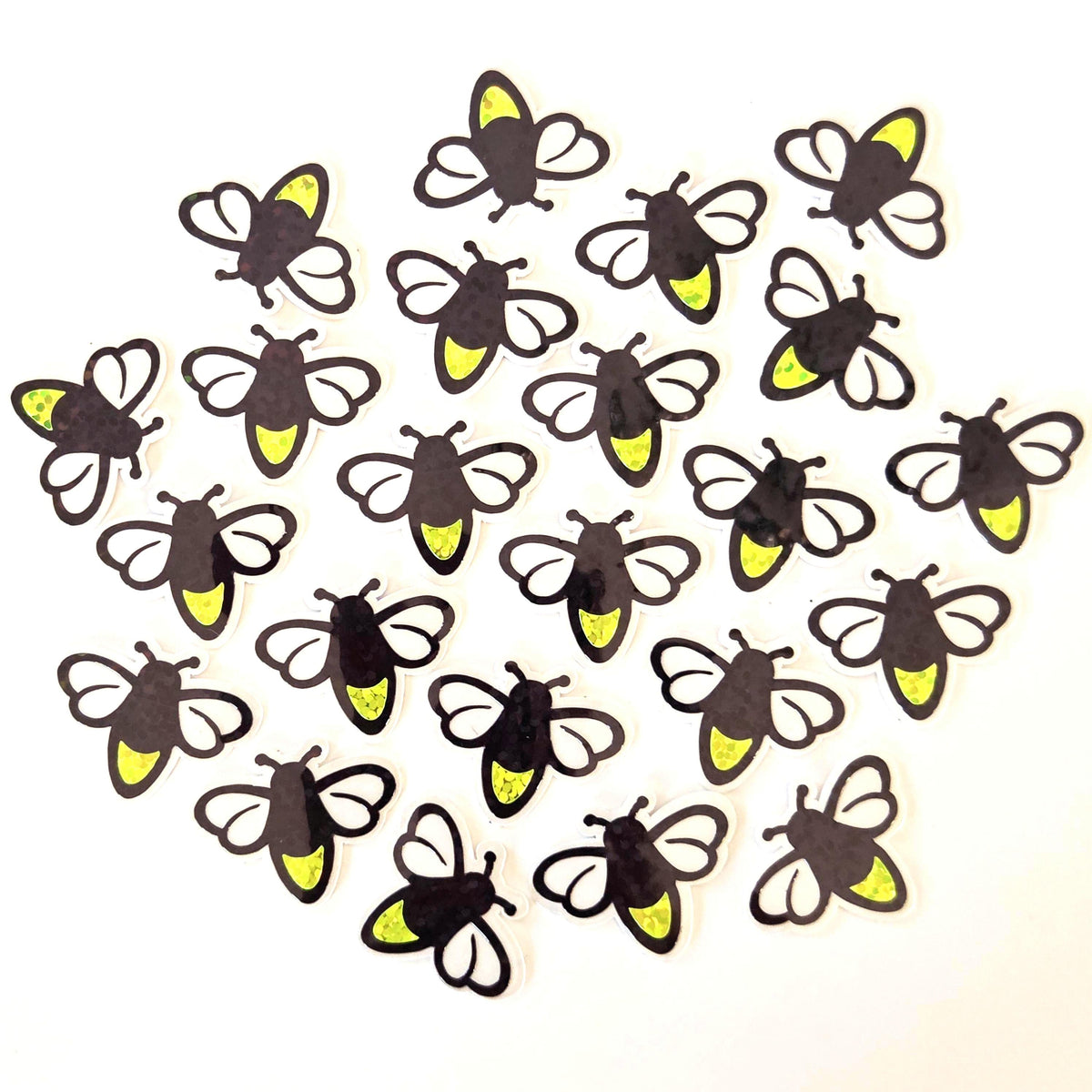 Mini Firefly Stickers, die cut lightening bug stickers, sparkling firefly vinyl stickers for mason jars, envelopes, journals and crafts