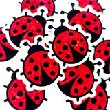 Red Ladybug Stickers, Cute Bugs, Die Cut Glitter Vinyl Decals, Peel & Stick, choose amount