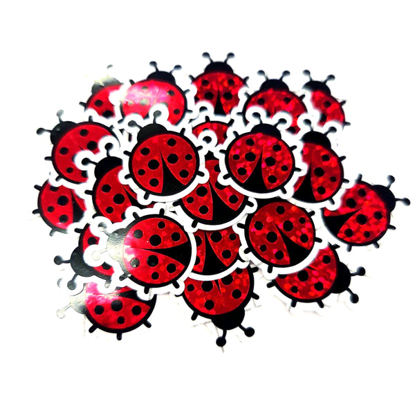 Red Ladybug Stickers, Cute Bugs, Die Cut Glitter Vinyl Decals, Peel & Stick, choose amount