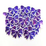 Mini Purple Bow Die Cut Stickers, Ribbon Decals, clear outline