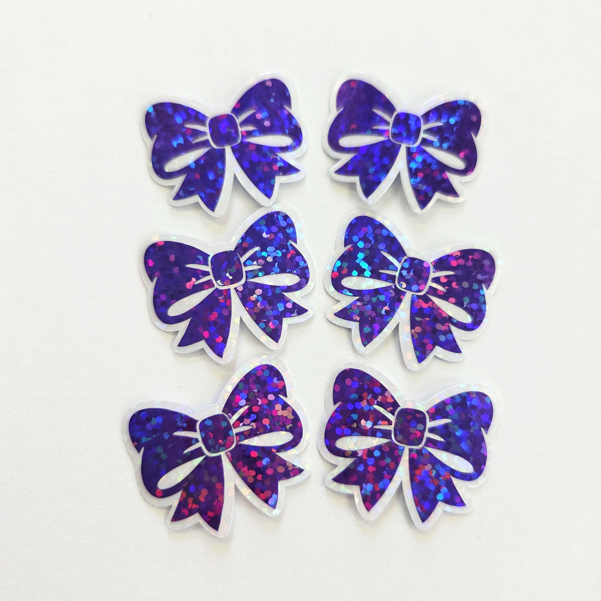 Mini Purple Bow Die Cut Stickers, Ribbon Decals, clear outline