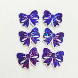 Mini Purple Bow Die Cut Stickers, Ribbon Decals, clear outline