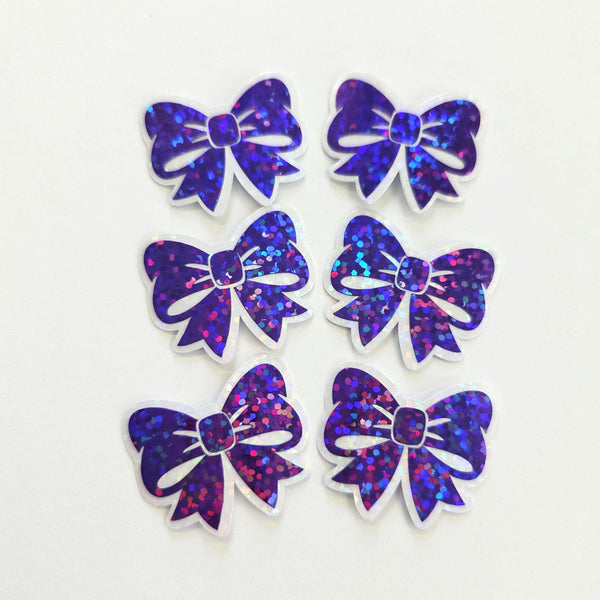 Mini Purple Bow Die Cut Stickers, Ribbon Decals, clear outline