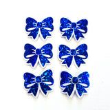 Mini Sparkly Blue Bow Stickers, Ribbon Decals, clear outline