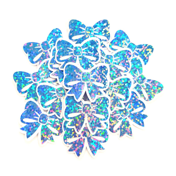 light blue bow shaped die cut stickers