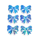 Mini Sparkly Light Blue Bow Stickers, Ribbon Decals, clear outline