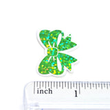Green Bow Mini Stickers, Sparkly Ribbon Decals, clear outline
