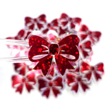 Red Bow Stickers, Small Sparkly Ribbon Vinyl Decals with clear outline