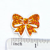Orange Bows Sticker Set, sparkly mini stickers with clear outline