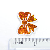 Orange Bows Sticker Set, sparkly mini stickers with clear outline