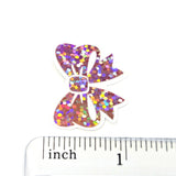 Light Pink Bow Stickers, Mini Pink Sparkly Ribbon Vinyl Decals, clear outline