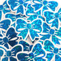 Turquoise Bow Stickers, Sparkly Mini Ribbon Decals with clear outline