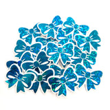 Turquoise Bow Stickers, Sparkly Mini Ribbon Decals with clear outline
