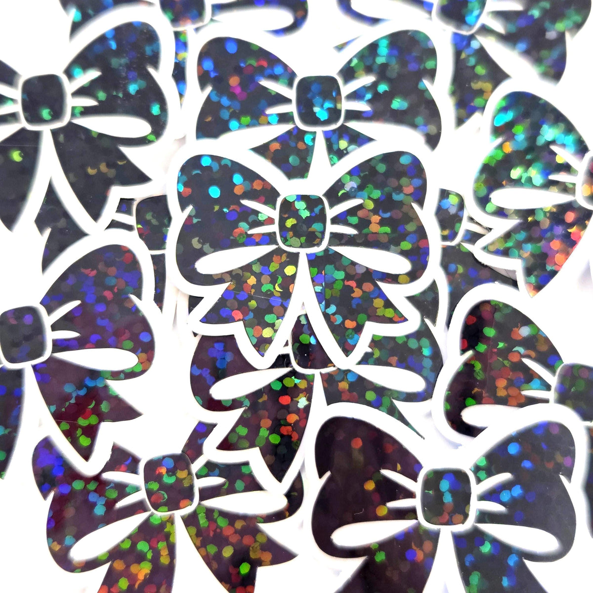 Black Bow Mini Stickers, Sparkly Ribbon Decals with clear outline
