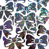 Black Bow Mini Stickers, Sparkly Ribbon Decals with clear outline