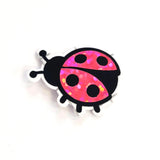Pink Ladybug Stickers, small sparkly bug decals with clear outline