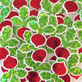 small sparkly beet shaped die cut stickers
