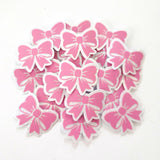 Pink Bow Stickers, Pastel Vinyl Bow Decal, clear outline