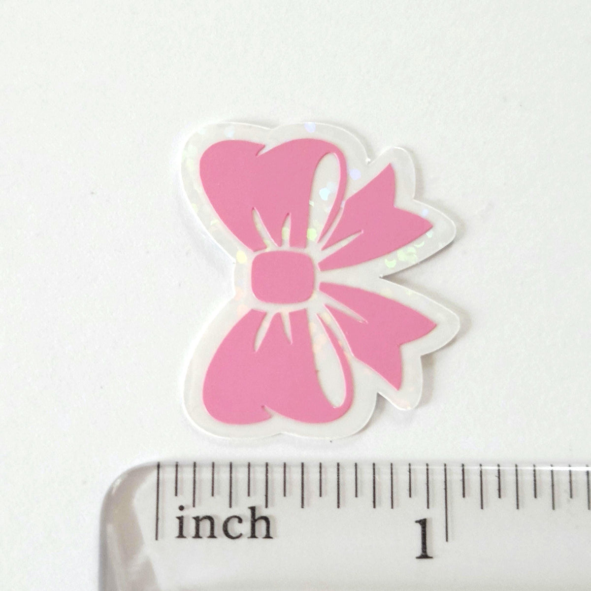 Pink Bow Stickers, Pastel Vinyl Bow Decal, clear outline