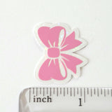 Pink Bow Stickers, Pastel Vinyl Bow Decal, clear outline
