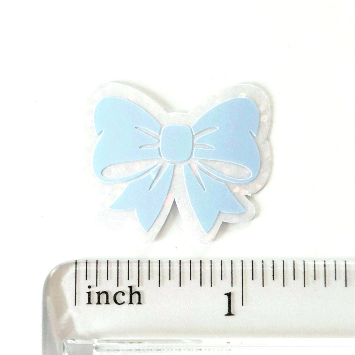 Light Blue Bow Stickers, Pastel Vinyl Bow Decal, clear outline