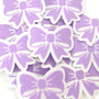Pastel Lilac Purple Bow Stickers, Clear Sparkly Outline Vinyl Decals