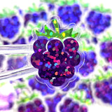 Mini Blackberry Stickers, Die Cut Glitter Vinyl Decals, Peel & Stick, choose amount
