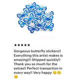 Mini Blue Butterfly Stickers, Die Cut Glitter Vinyl Decals, Peel & Stick