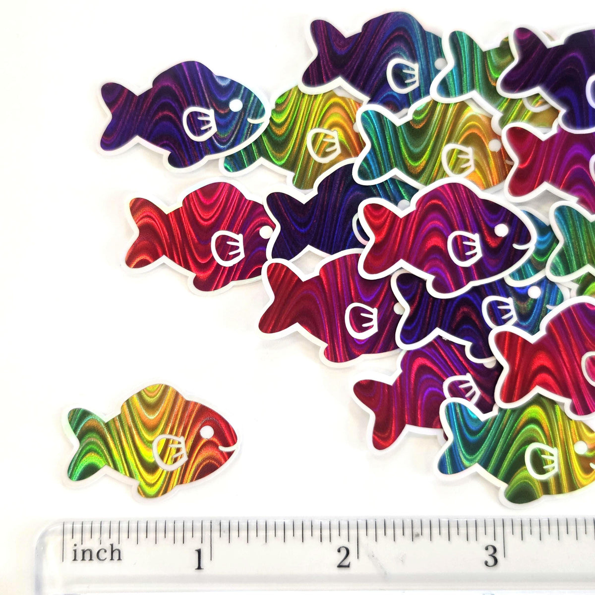 Rainbow Fish Die-Cut Stickers with Clear outline, Decals, Peel-and-Stick