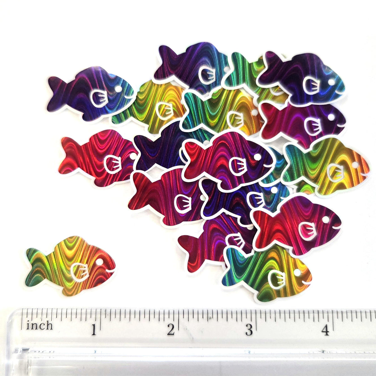 Rainbow Fish Die-Cut Stickers with Clear outline, Decals, Peel-and-Stick