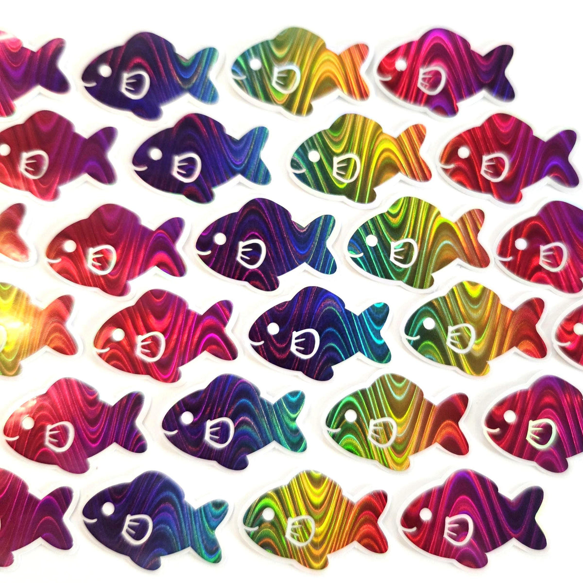 Rainbow Fish Die-Cut Stickers with Clear outline, Decals, Peel-and-Stick