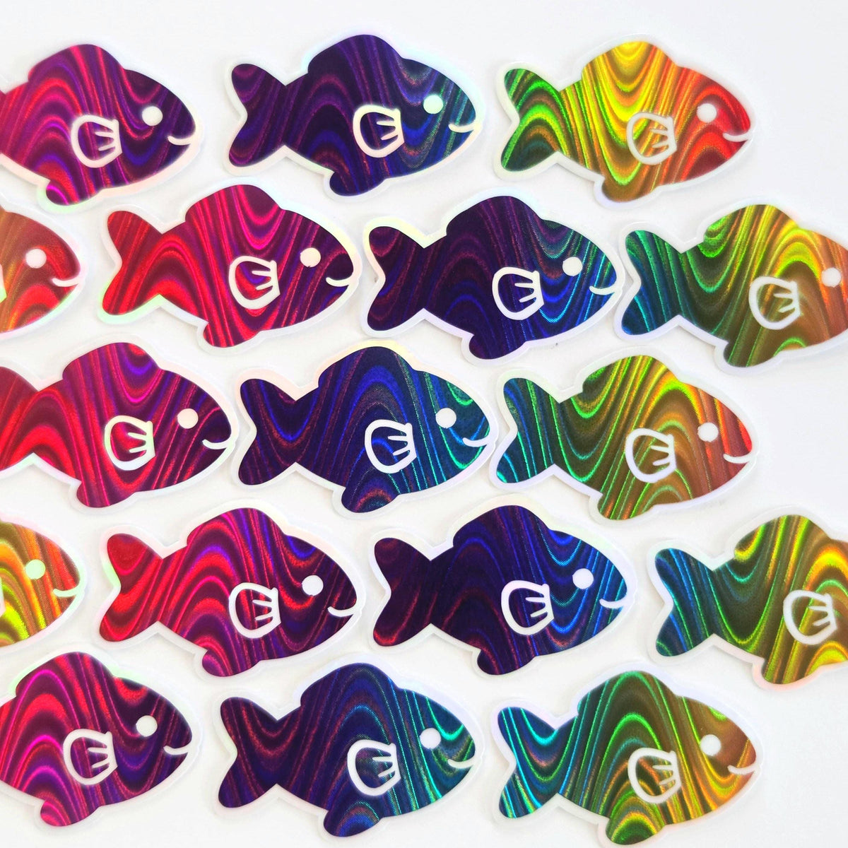 Rainbow Fish Die-Cut Stickers with Clear outline, Decals, Peel-and-Stick