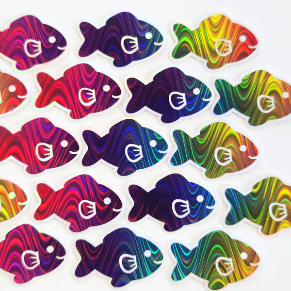 Rainbow Fish Die-Cut Stickers with Clear outline, Decals, Peel-and-Stick