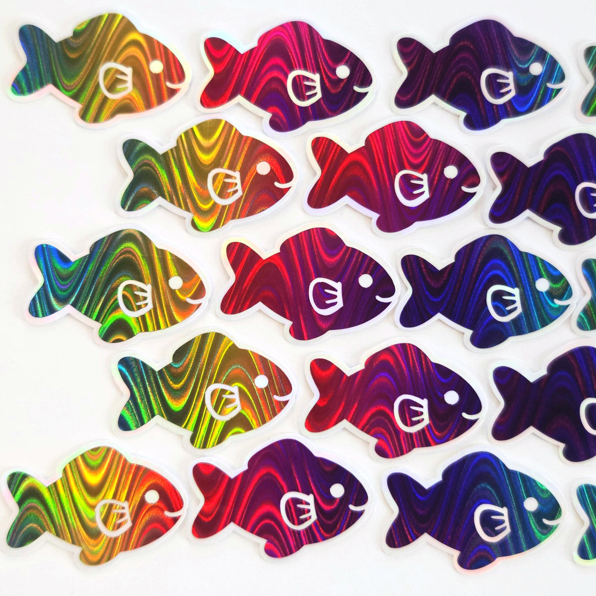 Rainbow Fish Die-Cut Stickers with Clear outline, Decals, Peel-and-Stick