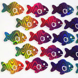 Rainbow Fish Die-Cut Stickers with Clear outline, Decals, Peel-and-Stick