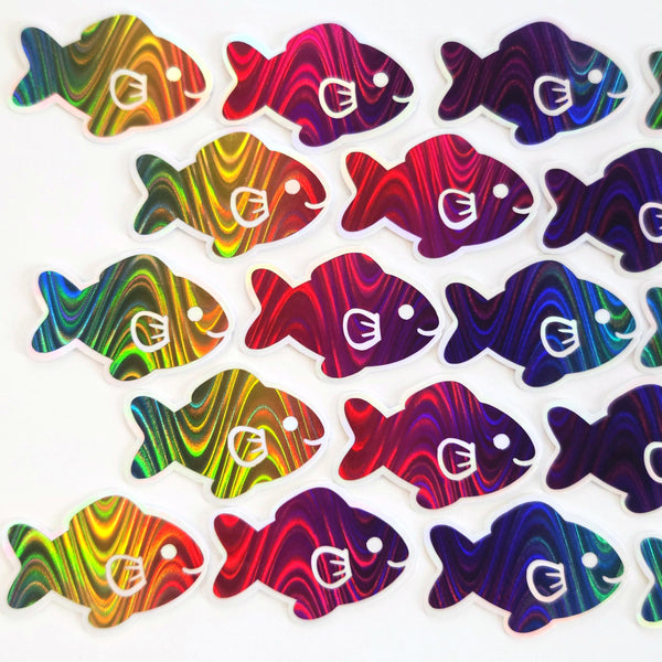 Rainbow Fish Die-Cut Stickers with Clear outline, Decals, Peel-and-Stick