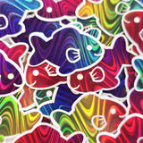 Rainbow Fish Die-Cut Stickers with Clear outline, Decals, Peel-and-Stick